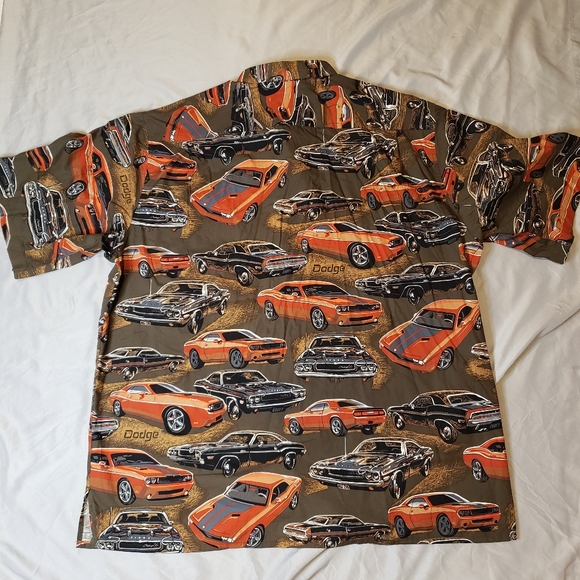 RARE Reyn Spooner Dodge Muscle Car Olive Green Shirt Short Sleeve Hawaiian - Picture 4 of 4